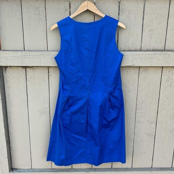 Anna Seravalli Dress Made in Italy Cotton Casual Contemporary Italian Blue Sz L - Picture 4 of 5